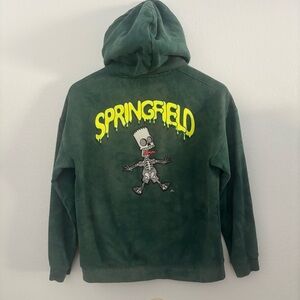 H&M x The Simpsons Skeleton Bart Springfield Hoodie Green Tie Dye Youth US 16/18